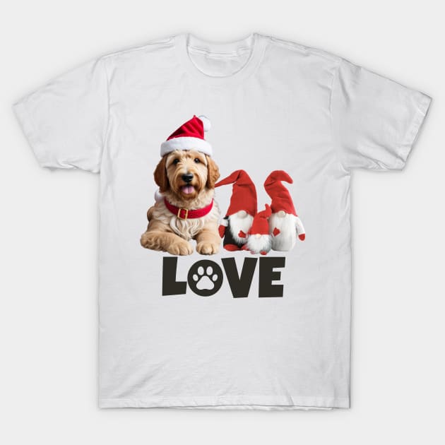 Christmas Goldendoodle LOVE T-Shirt by Doodle and Things